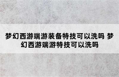 梦幻西游端游装备特技可以洗吗 梦幻西游端游特技可以洗吗